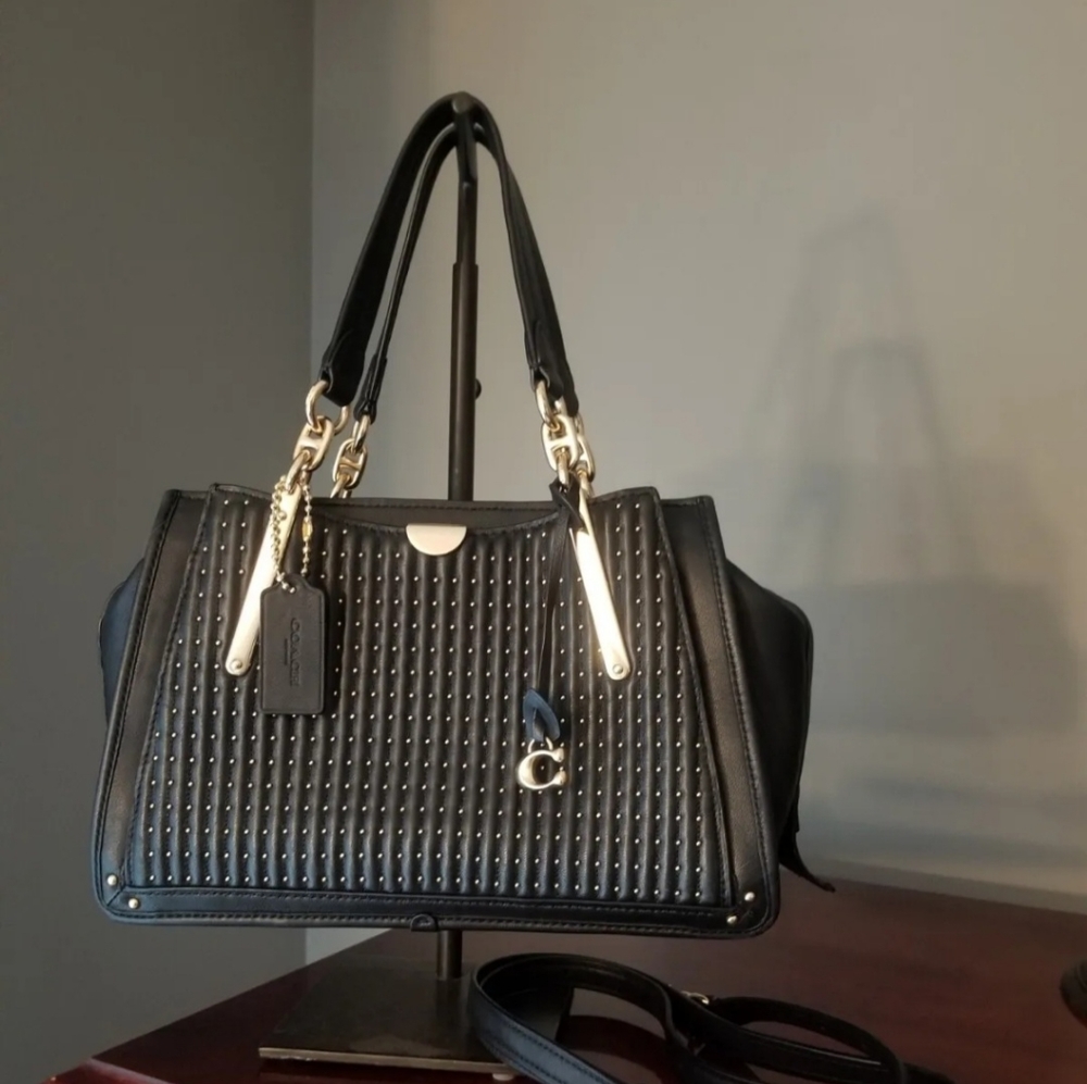 COACH BLACK QUILTED RIVETS DREAMER SATCHEL 38541